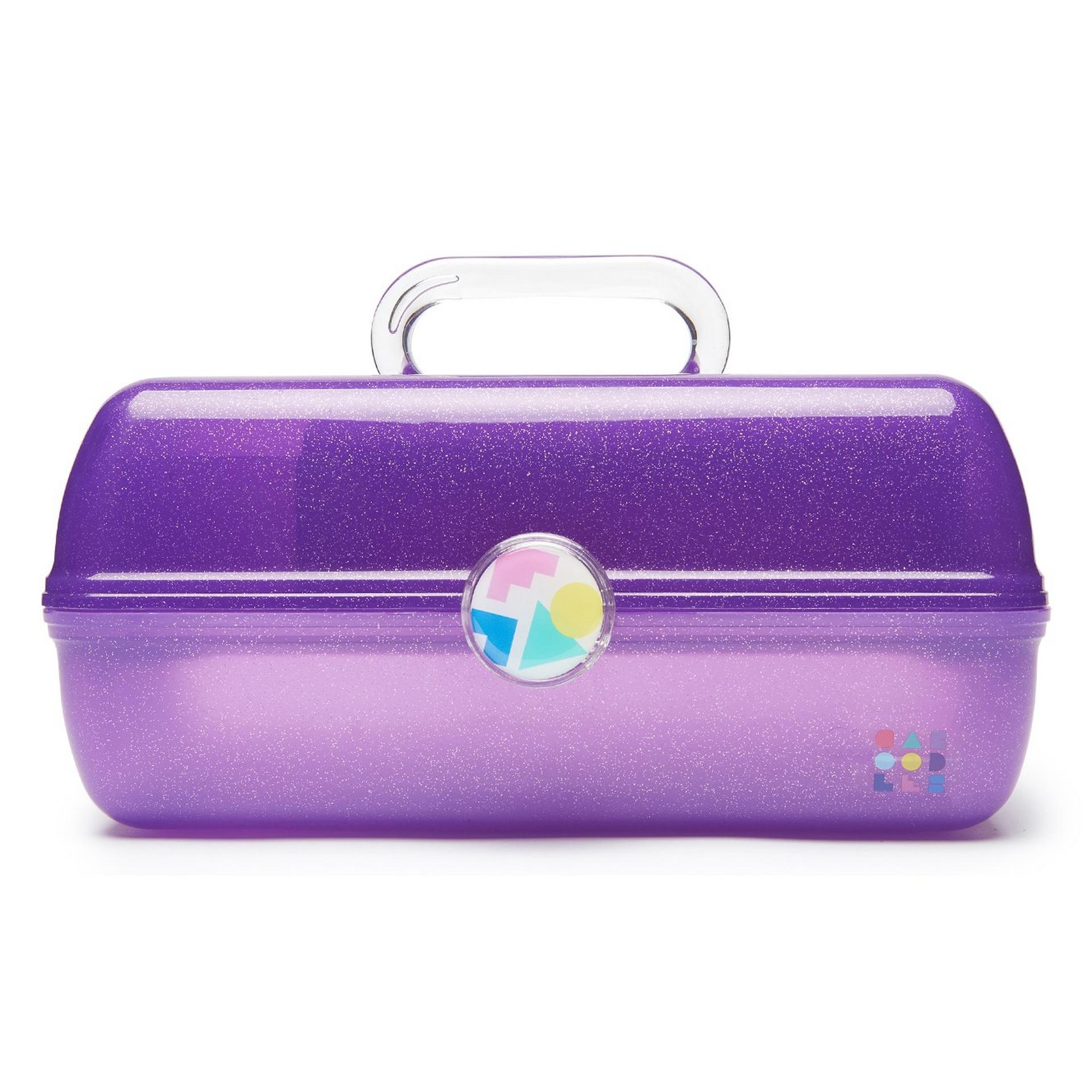 caboodles travel makeup bag On-The-Go Girl Box, Two-Tone Lilac on Cobalt, Hard Plastic Makeup Organizer Box, Built-In Mirror, Secure Latch for Safe Travel, Spacious Storage for Large Items : Clothing, Shoes & Jewelry a flip lid and mirror Caboodles On-The-Go Girl Storage Makeup